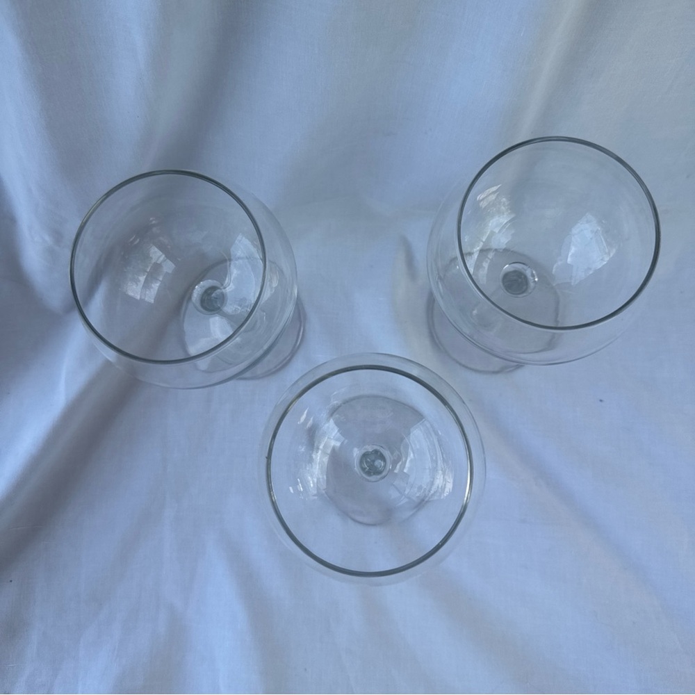 Set of 3 Balloon Red Wine Glasses Clear Glass Vintage 7” - Picture 4 of 5